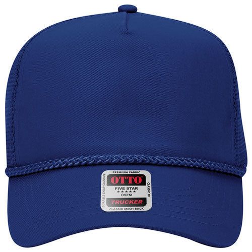 OTTO CAP 5 Panel Mid Profile Mesh Back Trucker Hat (ROPE)