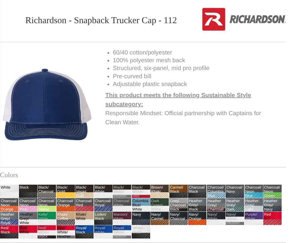Richardson Snapback Trucker Cap - 112