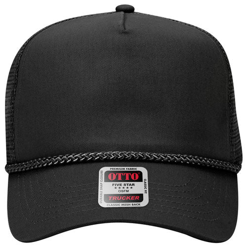 OTTO CAP 5 Panel Mid Profile Mesh Back Trucker Hat (ROPE)