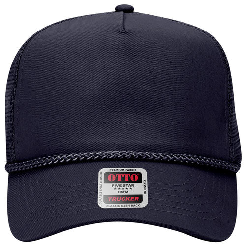 OTTO CAP 5 Panel Mid Profile Mesh Back Trucker Hat (ROPE)