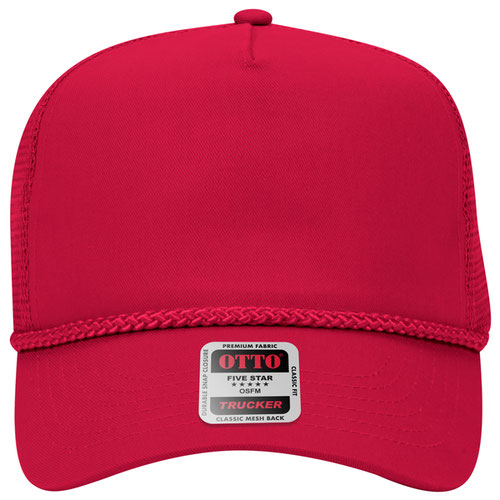 OTTO CAP 5 Panel Mid Profile Mesh Back Trucker Hat (ROPE)