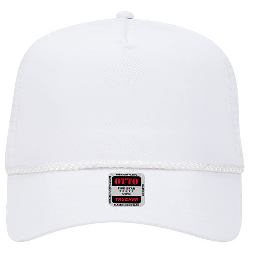 OTTO CAP 5 Panel Mid Profile Mesh Back Trucker Hat (ROPE)